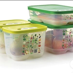 Tupperware Fresh Containers - Green and Yellow